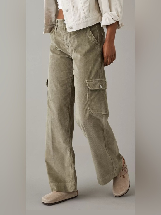 American Eagle Outfitters Pants - American Eagle Super High Rise Baggy Wide Leg Corduroy Cargo Pants.